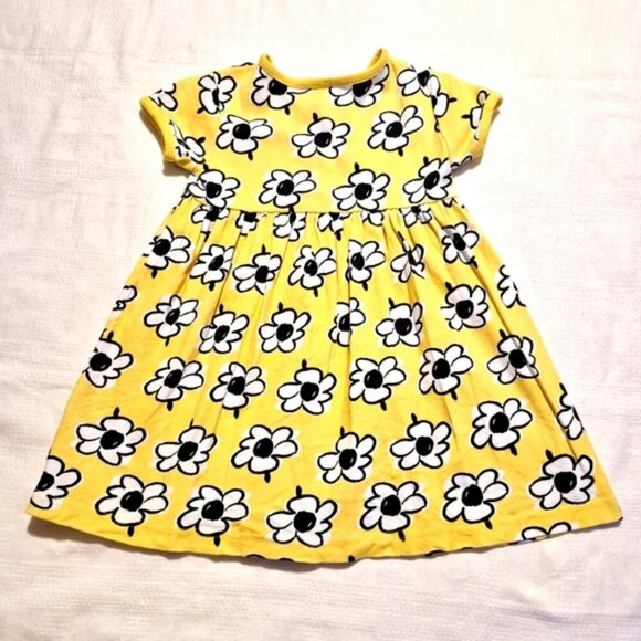 Hanna Andersson girls size 110 or 5 yellow dress with white daisy flowers, vguc - Picture 2 of 5